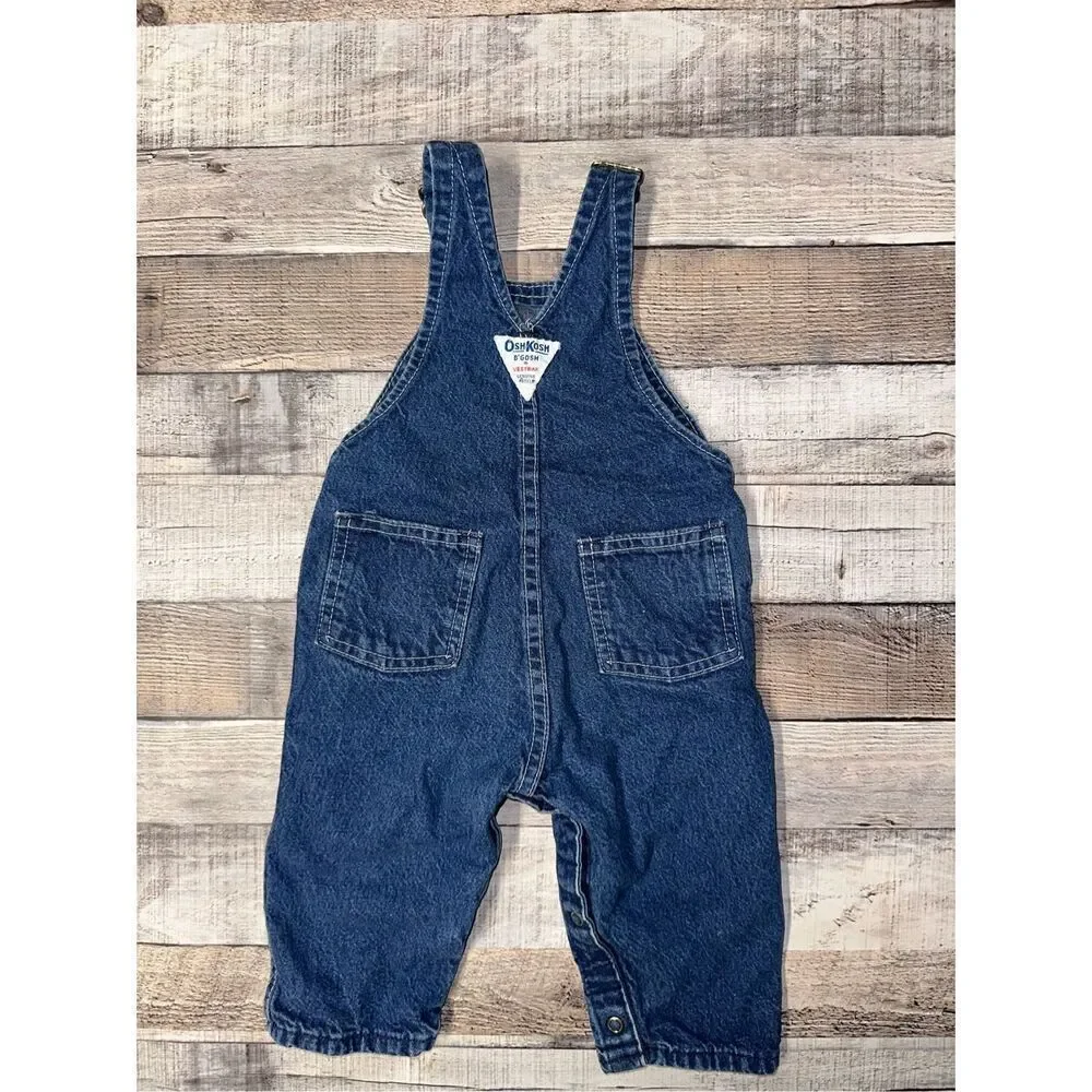 Vintage Oshkosh B’Gosh Baby Toddler 12mo USA Union Made Vestbak Denim Overalls